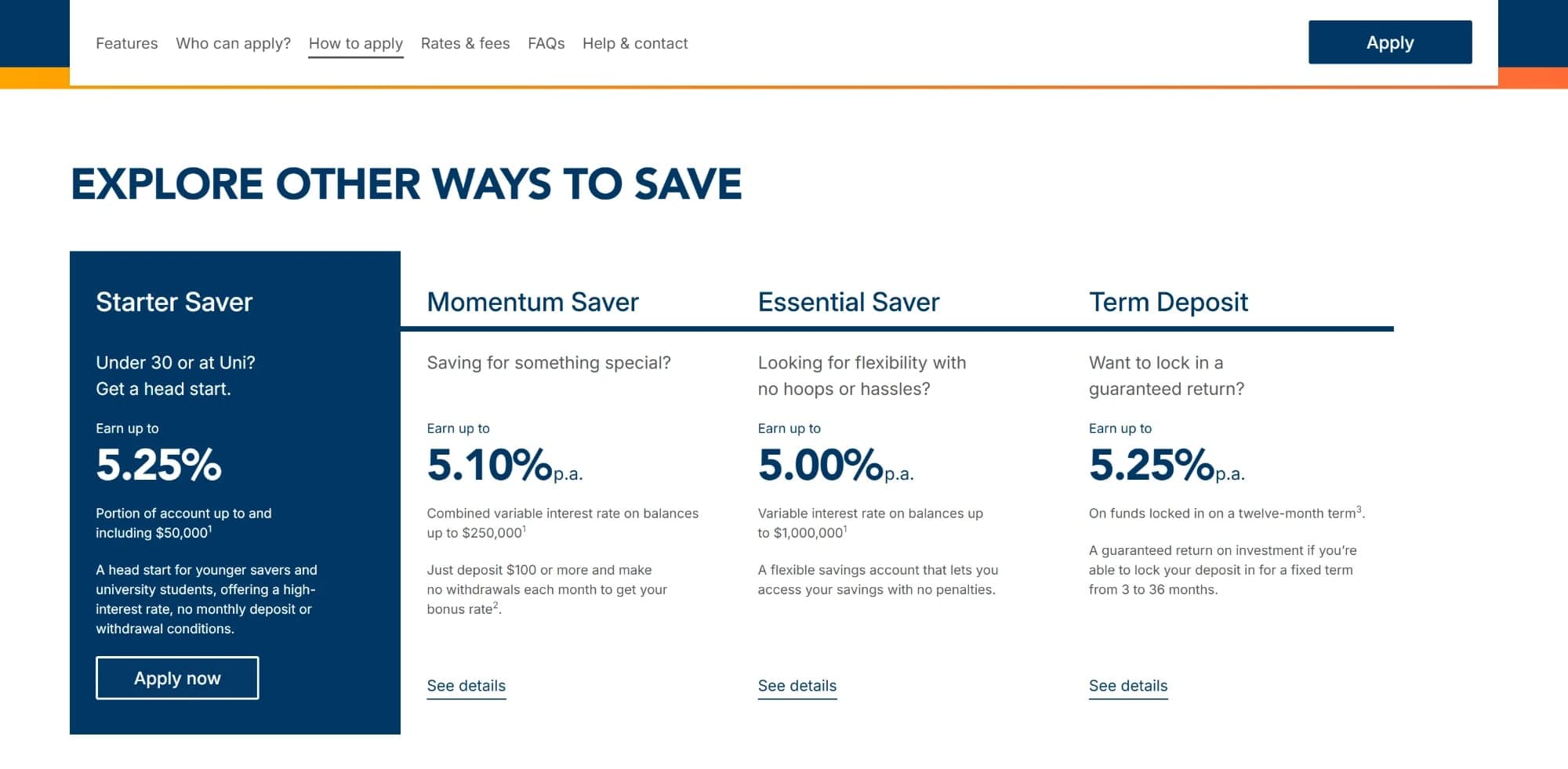 The savings comparison on the Firefighters Mutual Bank site