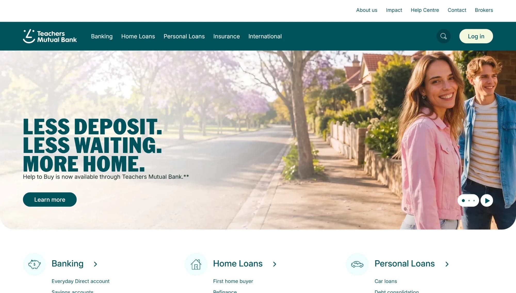 Teachers Mutual Bank homepage, desktop